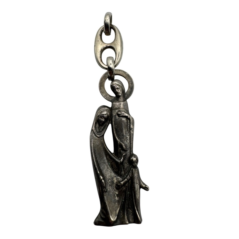 Vintage Italy Holy Family Religious Pendant 2”‎ Modernist Catholic